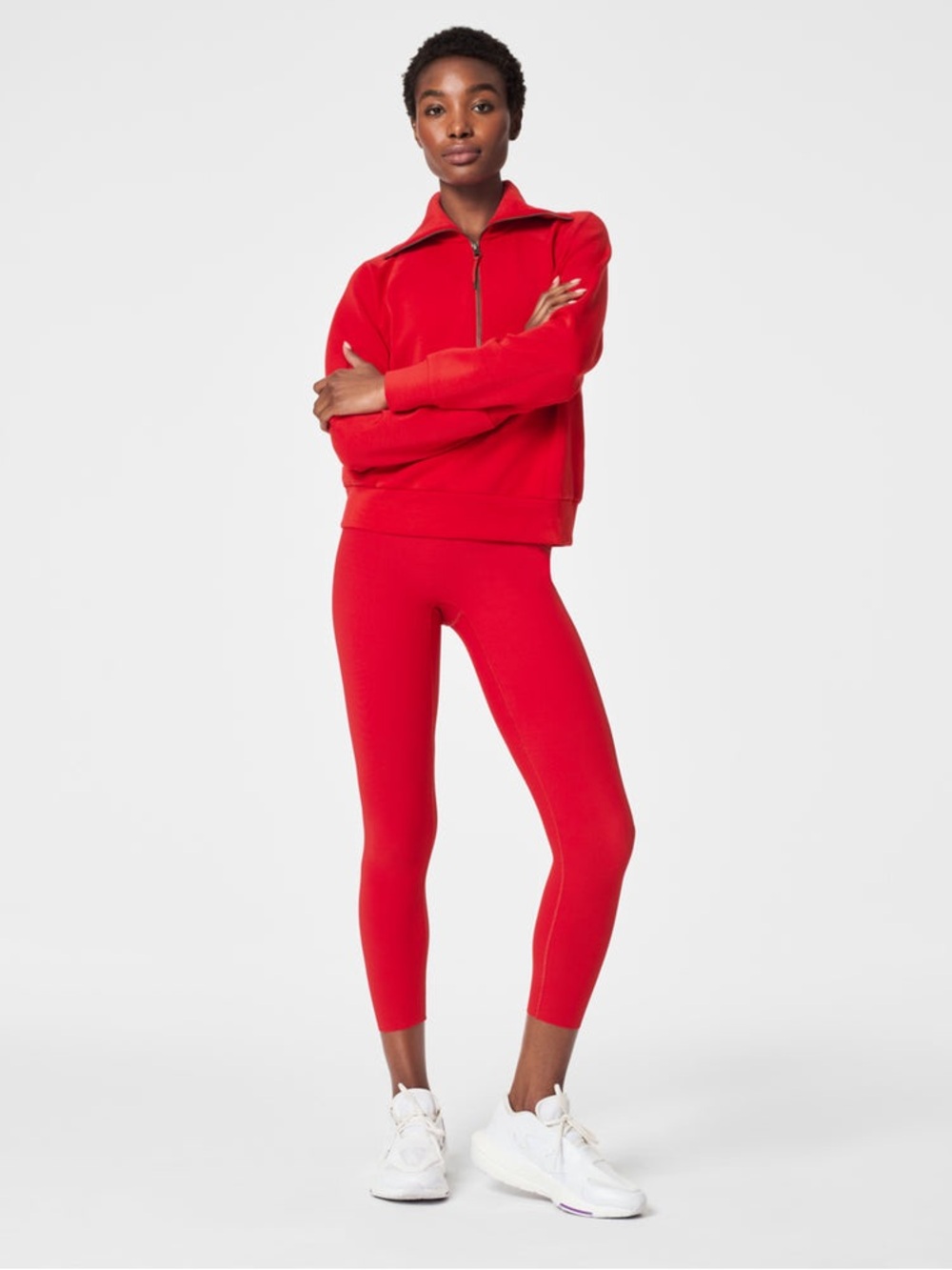 Spanx Air Essentials Half Zip Red Pullover Sweatshirt - Picture 3 of 8
